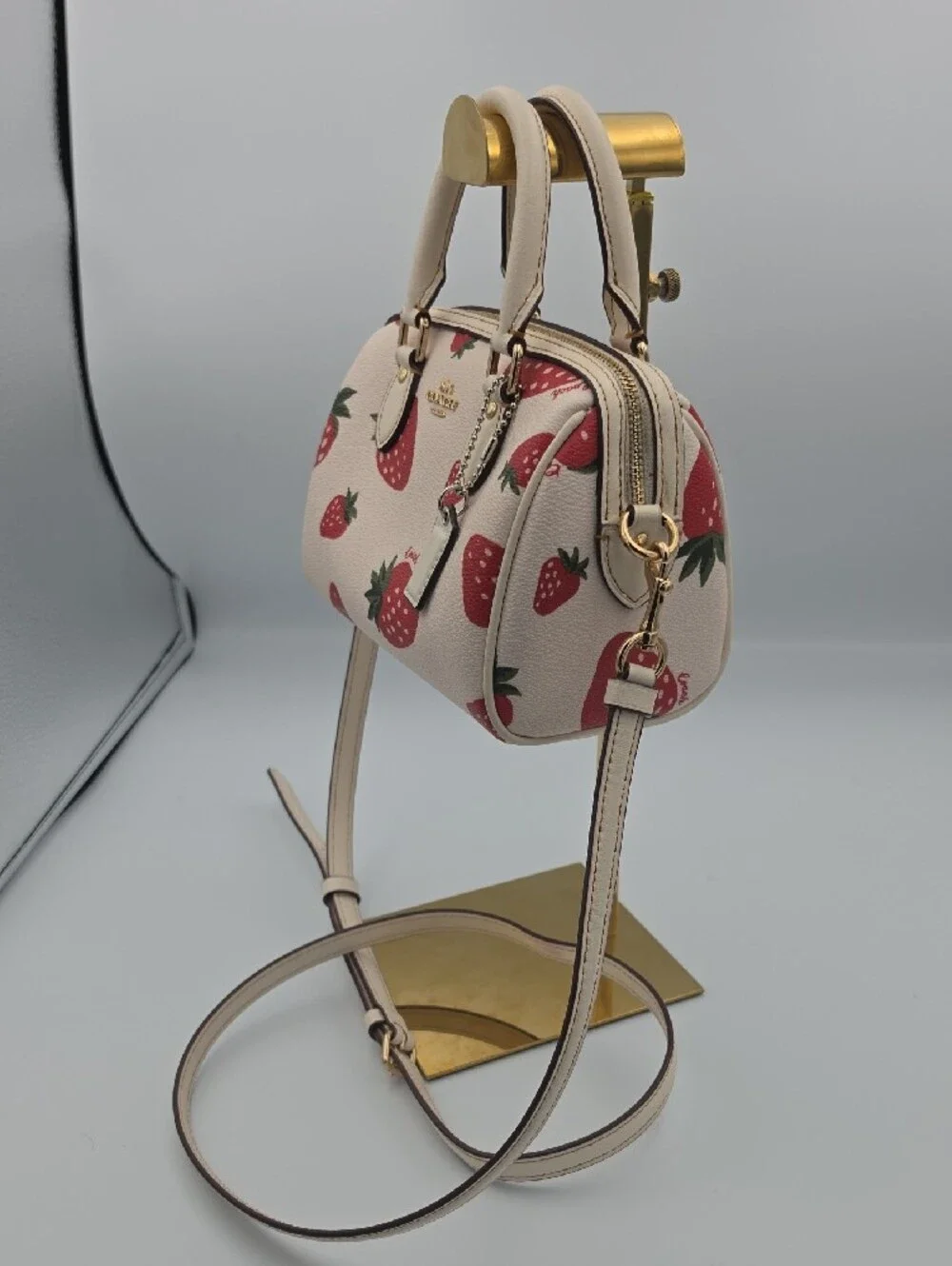 Coach Cream Strawberry Print Limited Edition Mini Crossbody Satchel (EUC)✨️🍓✨️
